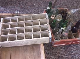 old soda bottles and cases