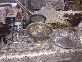silver plate, small appliances and pewter serving pieces