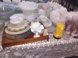 milk glass punch bowls--we have three with about 100 milk glass punch cups