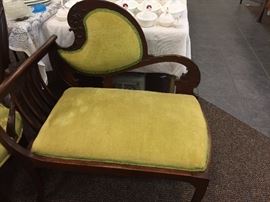cute settee that's been recovered in some modern fabric!--CUTE!