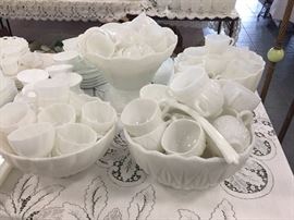 milk glass punch bowls