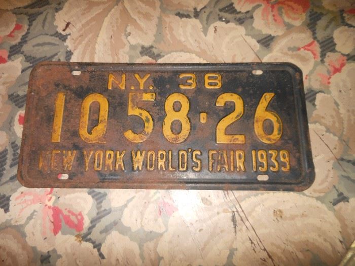 New York 1938 License Plate advertising World's Fair