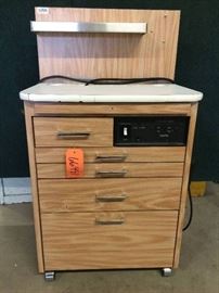 Retails Used $1400 SMR Maxi Mobile Golden Oak Wood Motif Laminate ENT Ears, Nose & Throat Treatment Cabinet Equipped With TWin Motors 5 Drawers Model 41001 Super Condition!
