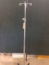 Retails Used $250 MEdical Grade HEavy Duty Stainless Steel Height Adjustable Telescoping Deluxe 4-Ram Hook I.V. Stand IV Pole 6 Wheel Mobile Rolling I V - Many Other Uses For this Stand - Excellent!
