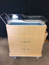 Retails New $1500 Baby Crib Mobile Room To Room Bassinet Infant Newborn Medical Hospital Nursery Cart Bed Wood Grain Cradle Bedroom Impact Resistant Acrylic Tub 2 Self Closing Drawers! Excellent Condition!
