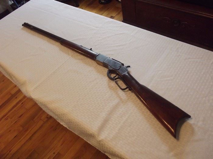 Winchester Lever-Action Carbine, dated 1873, .32 caliber. Very nice rifle, very heavy , well designed and constructed, definitely a shooter .