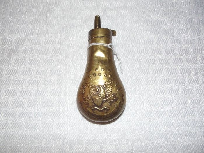 Vintage brass Black Powder flask . 