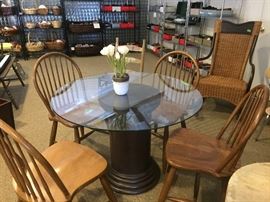 Glass top table and 4 chairs
