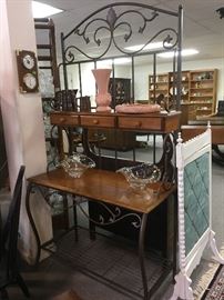 Wood & wrought iron work area. Victorian fireplace cover