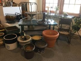 outdoor furniture, pots, etc.