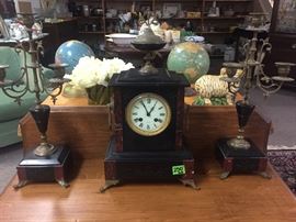 Clock & matching candle holders