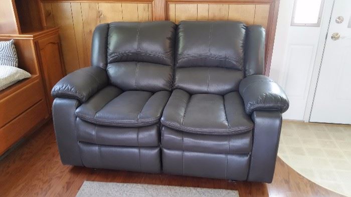 Leather Powered Reclining Loveseat