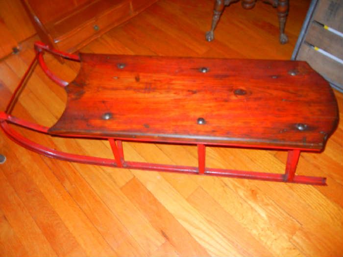 Wooden Sled with Metal Runners