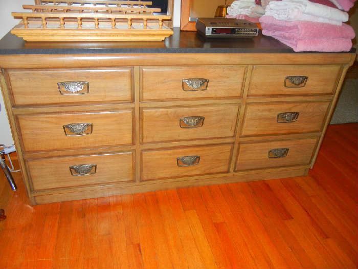 Large Dresser with matching Headboard, Upright Dresser and Mirror