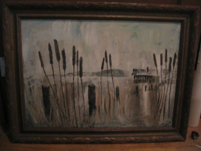 Unsigned cattails, oil, $80