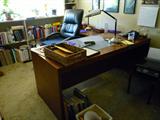 L Shaped Veripanel circa 1972 desk by Hiebert, Teak?