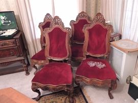 set of six antique carved chairs original to the estate