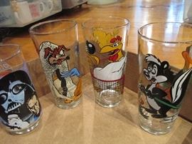 Pepsi collection of cartoon character glasses.
