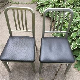 2 vintage Remington Rand Zephyr aluminum chairs