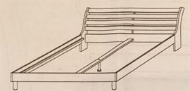 Danish "sleigh bed" bed frame, queen size.  Disassembled and ready for pickup.