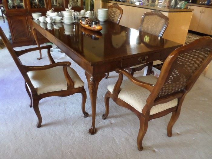 Dining Table-1 leaf, 6 chairs-table pads included seats 10+   $ 650   silverware drawer at end of table