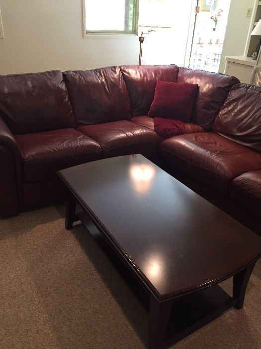 Leather Sectional - excellent condition and coffee table
