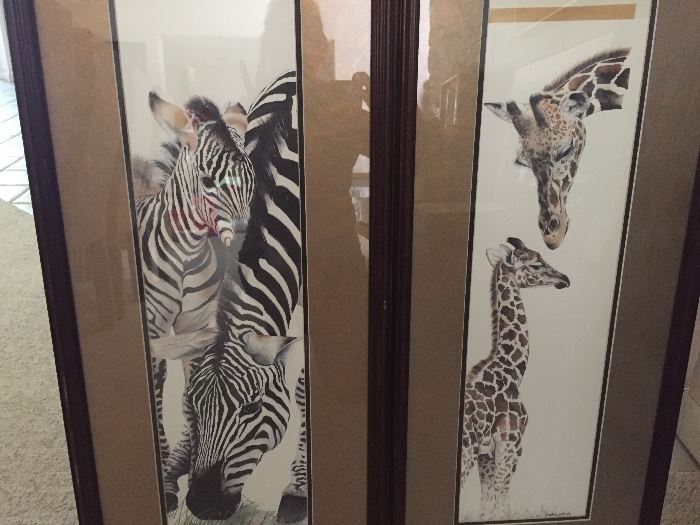 framed prints - zebras and giraffes