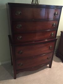 bow-front mahogany chest of drawers
