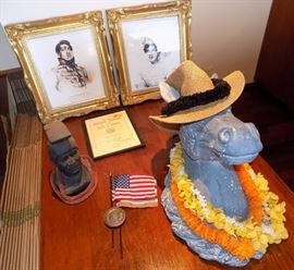 MHE019 Framed Hawaiian Royalty, Plaster King Kamehameha, More
