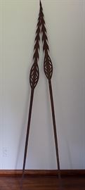 MHE026 Two Long Vintage Wooden Pacific Island Spears