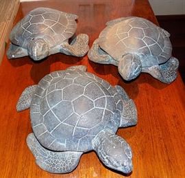 MHE024 Three Large Honu Turtle Statues Figurines