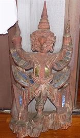 MHE028 Vintage Thailand Wooden Garuda Statue