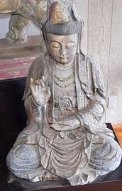 MHE032 Antique Seated Quan Yin Statue