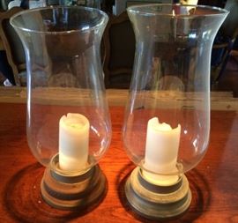 MHE045 Two Hurricane Candles with Metal Stands