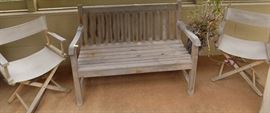 MHE133 Wooden Bench and Two Chairs