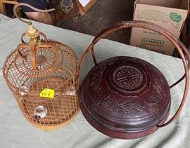 MHE157 Vintage Bird Cage and Oriental Bowl