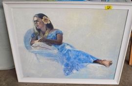 MHE169 Vintage Hawaiian Oil Canvas Painting