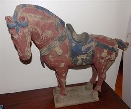 MHE233 Large Carved Wooden Horse Statue