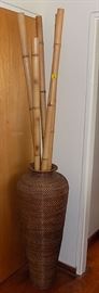 MHE235 Large Woven Vase with Bamboo