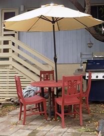 MHE285 Tropical Design Wood Patio Set & 9' Umbrella & Stand