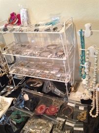 Lots of costume jewelry, belts, and other accessories