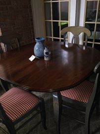 Darling breakfast set with red/white checked upholstered chairs