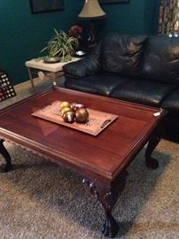 Recangular coffee table claw foot legs