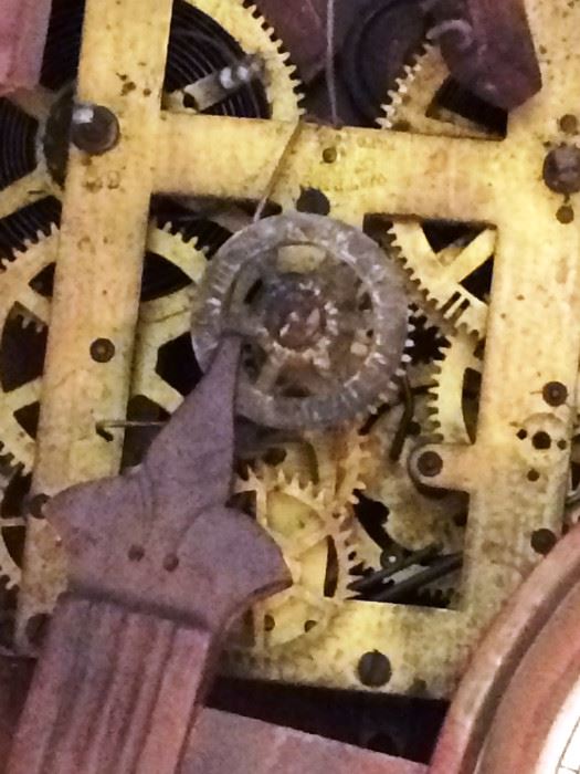 Antique clock in pieces