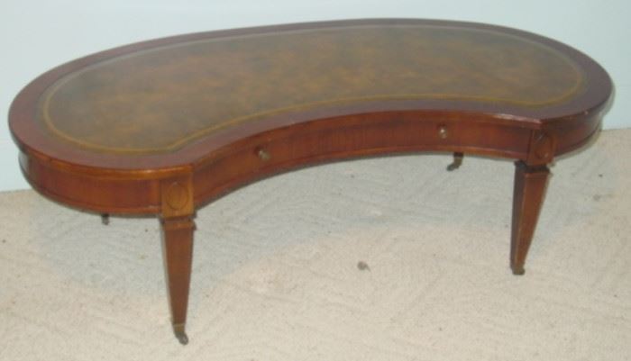 Mahogany Coffee Table w/Leather Inlay Top