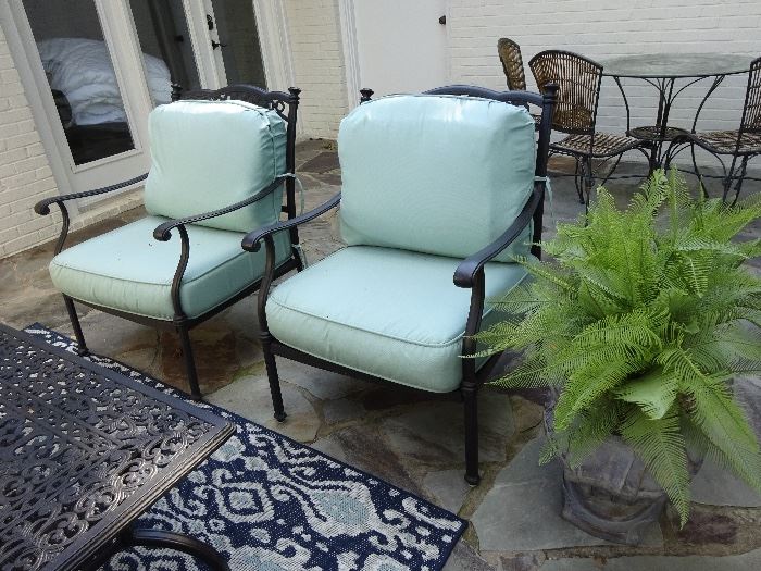 metal outdoor chairs, loveseat, tables  like new