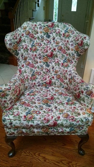 ***ANTIQUE ** FLORAL CURVED BACK SIDE CHAIR...WE HAVE A MATCHING SET!!