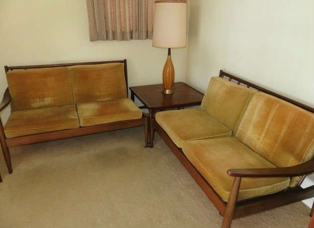 Wytheville, Virginia Mid Century Modern Wythe-Craft Sectional Sofa, Arm Chair & End Table
