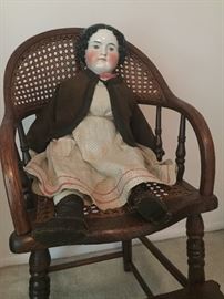 Circa 1840's porcelain headed doll 
