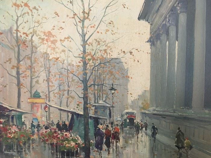Par of paintings, Henri Renard (1920 - unknown), oil on canvas, L'eglise de la Madeline", and "Palais Garnier", both undated ($400 for the pair)